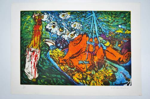 Malcolm Morley print Aegean Crime from the Odysseys of Enoch Suite, 1986, American